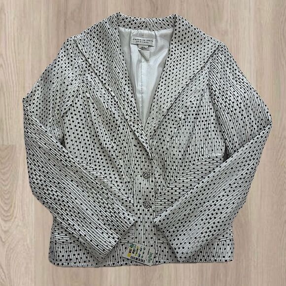 Jackie Jon New York Spotted Blazer with Floral Rhinestone Buttons - Picture 1 of 6